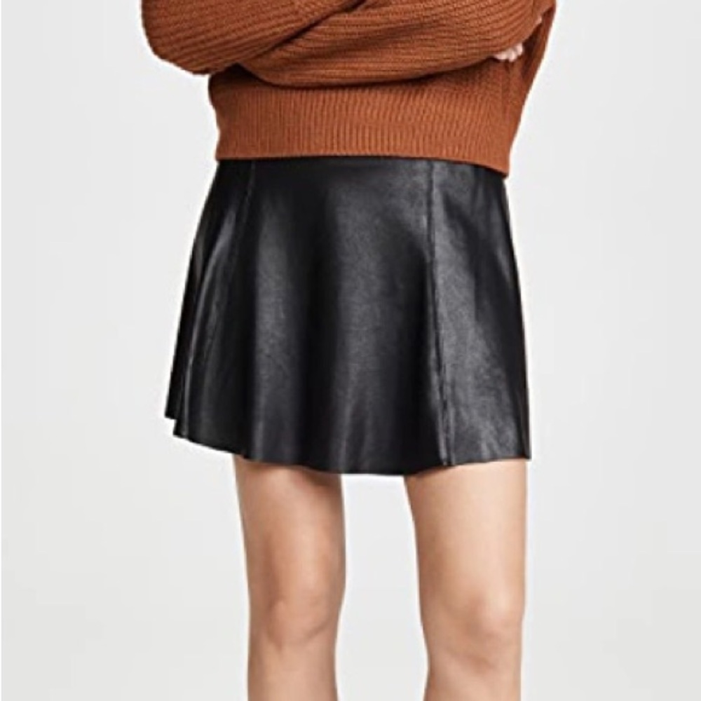 SPANX Faux leather A-Line Skater Mini Skirt Black Medium